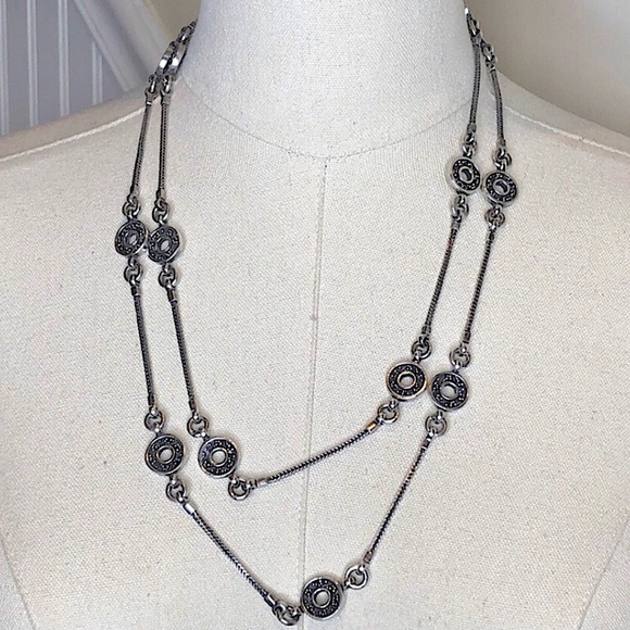 LOIS HILL Sterling Silver Granulated Station Byzantine Necklace Toggle Clasp - Picture 7 of 17